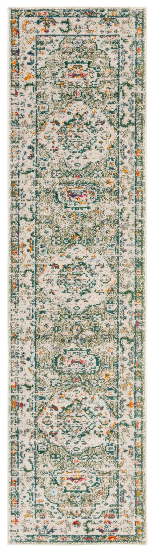 Safavieh Madison Sage And Ivory Boho Medallion Runner — Durable Power-Loomed Turkish Rug For Hallways 2'-2" x 6'-0" MAD468W-26