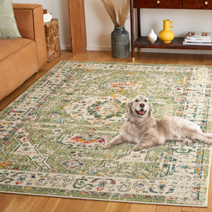 Safavieh Madison Sage And Ivory Medallion Rug — Low-Profile, Power-Loomed Accent Rug For Entryways & Layering 2'-2" x 4'-0" MAD468W-24