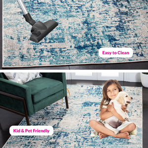 Safavieh Madison Traditional Area Rug – Luxurious Ivory And Turquoise Design, Crafted For Timeless Elegance Ivory ,Turquoise 57% Polypropylene,30% Cotton,13% Polyester Mad471a-5sq