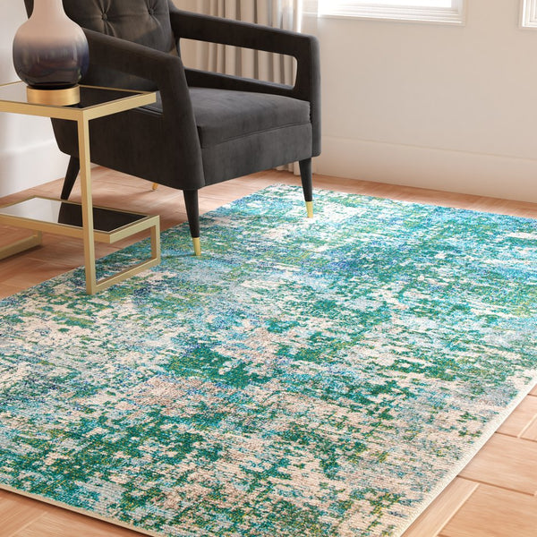 Safavieh Madison Elegant Abstract Green And Turquoise Area Rug, Low-Profile Durable Polypropylene Blend 6'-0" x 8'-0" MAD471Y-68