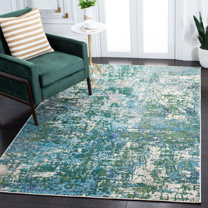 Safavieh Madison Vibrant Green Turquoise Abstract Square Rug — Low-Profile Power-Loomed Turkish Durability And Style 8'-0" x 8'-0" MAD471Y-8SQ