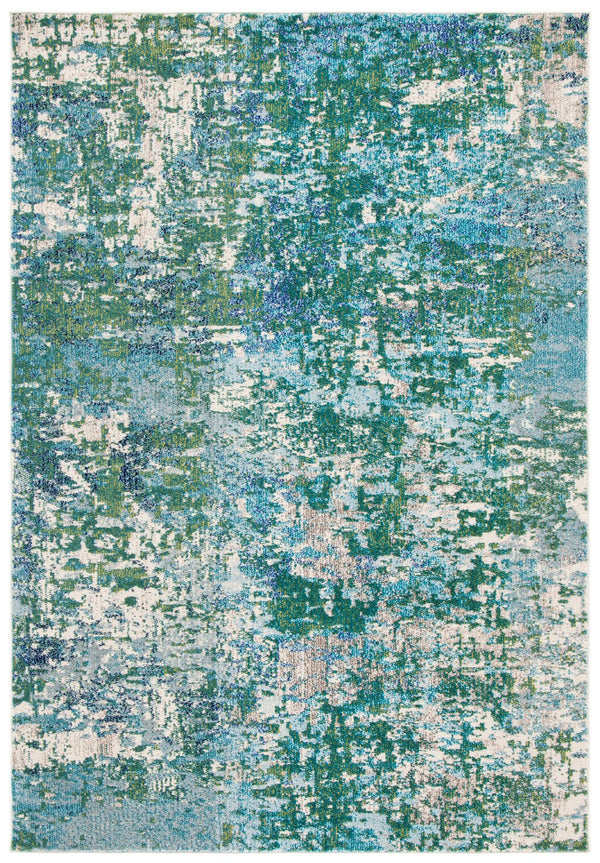 Safavieh Madison Vibrant Green Turquoise Abstract Square Rug — Low-Profile Power-Loomed Turkish Durability And Style 8'-0" x 8'-0" MAD471Y-8SQ