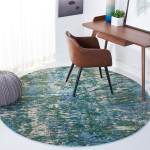 Safavieh Madison Elegant Abstract Green And Turquoise Area Rug, Low-Profile Durable Polypropylene Blend 6'-0" x 8'-0" MAD471Y-68