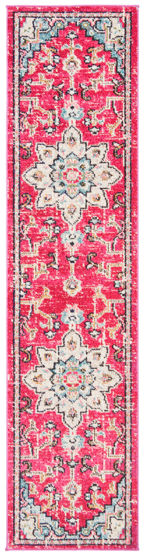 Safavieh Madison Luxurious Transitional Area Rug With Striking Fuchsia Motif For Elegant Home Décor Fuchsia ,Blue 57% Polypropylene,30% Cotton,13% Polyester Mad473a-1218