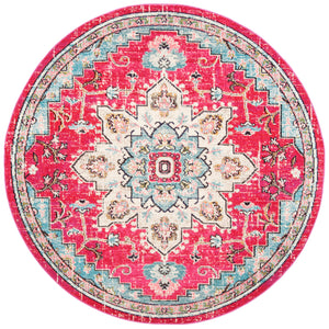 Safavieh Madison Luxurious Transitional Area Rug With Striking Fuchsia Motif For Elegant Home Décor Fuchsia ,Blue 57% Polypropylene,30% Cotton,13% Polyester Mad473a-1218