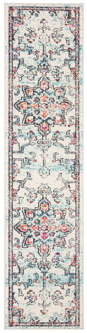 Safavieh Madison Luxurious Transitional Area Rug With Striking Fuchsia Motif For Elegant Home Décor Cream ,Blue 57% Polypropylene,30% Cotton,13% Polyester Mad473b-68