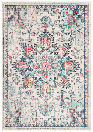Safavieh Madison Luxurious Transitional Area Rug With Striking Fuchsia Motif For Elegant Home Décor Cream ,Blue 57% Polypropylene,30% Cotton,13% Polyester Mad473b-68