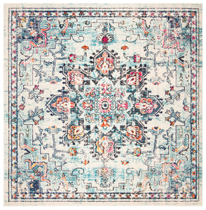 Safavieh Madison Luxurious Transitional Area Rug With Striking Fuchsia Motif For Elegant Home Décor Cream ,Blue 57% Polypropylene,30% Cotton,13% Polyester Mad473b-68