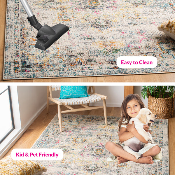 Safavieh Madison Luxurious Transitional Area Rug With Striking Fuchsia Motif For Elegant Home Décor Grey ,Gold 57% Polypropylene,30% Cotton,13% Polyester Mad473f-68