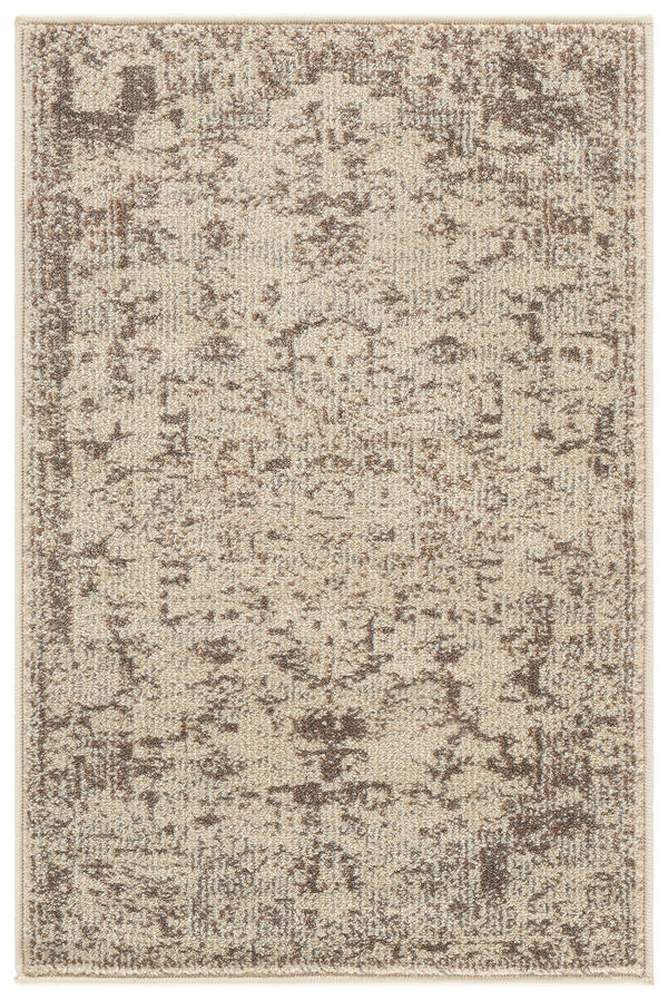 Safavieh Madison Neutral Ivory Beige Grey Rug — Low-Profile Bohemian Medallion, Durable Power-Loomed Comfort 4'-0" x 6'-0" MAD473G-4