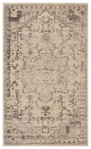 Safavieh Madison Neutral Ivory Beige Grey Rug — Low-Profile Bohemian Medallion, Durable Power-Loomed Comfort 4'-0" x 6'-0" MAD473G-4