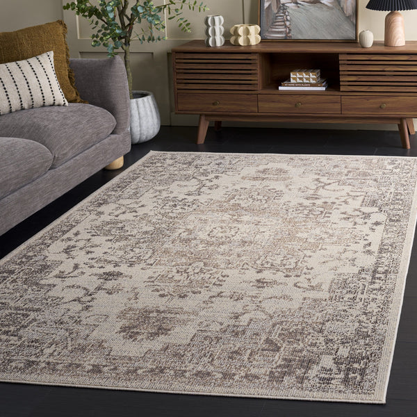 Safavieh Madison Round Ivory Beige Grey Medallion Rug — Power-Loomed In Turkey, Low-Profile Durable Comfort 6'-7" x 6'-7" MAD473G-7R