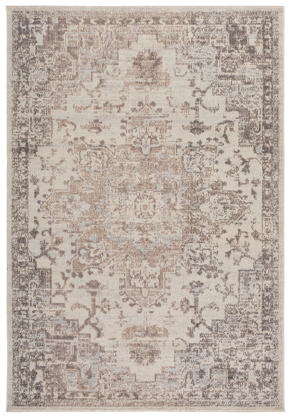 Safavieh Madison Contemporary Square Area Rug In Ivory Beige Grey — Low-Profile, Power-Loomed Turkish Durability 6'-7" x 6'-7" MAD473G-7SQ