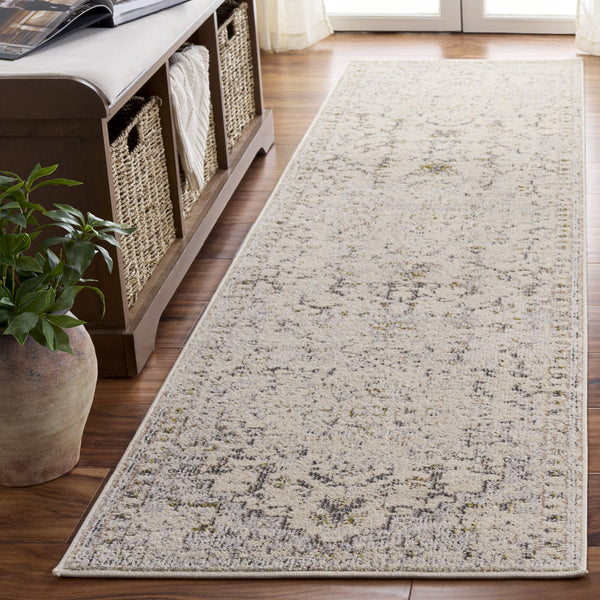 Safavieh Madison Ivory Grey Gold Power-Loomed Area Rug — Low-Profile Bohemian Medallion, Durable Turkish Craftsmanship 6'-0" x 9'-0" MAD473H-6