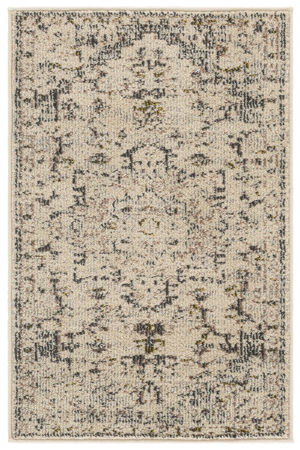 Safavieh Madison Ivory Grey Gold Power-Loomed Area Rug — Low-Profile Bohemian Medallion, Durable Turkish Craftsmanship 6'-0" x 9'-0" MAD473H-6