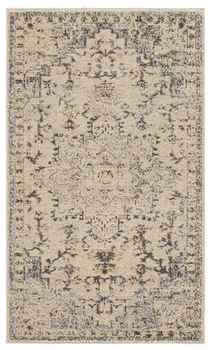 Safavieh Madison Ivory Grey Gold Power-Loomed Area Rug — Low-Profile Bohemian Medallion, Durable Turkish Craftsmanship 6'-0" x 9'-0" MAD473H-6