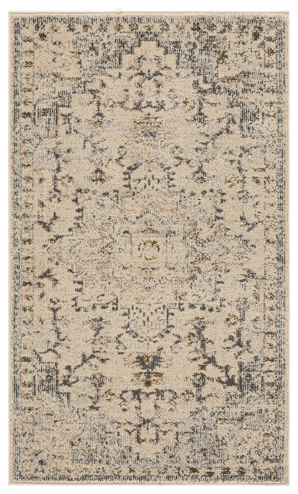 Safavieh Madison Ivory Grey Gold Power-Loomed Area Rug — Low-Profile Bohemian Medallion, Durable Turkish Craftsmanship 6'-0" x 9'-0" MAD473H-6