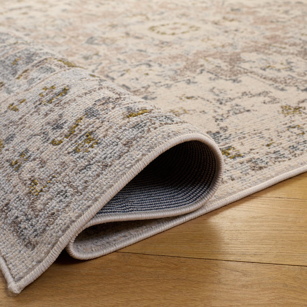 Safavieh Madison Ivory Grey Gold Power-Loomed Area Rug — Low-Profile Bohemian Medallion, Durable Turkish Craftsmanship 6'-0" x 9'-0" MAD473H-6