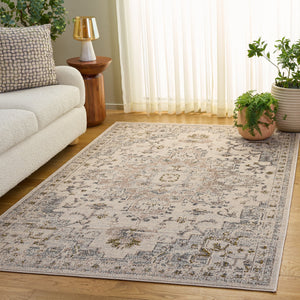 Safavieh Madison Ivory Grey Gold Power-Loomed Area Rug — Low-Profile Bohemian Medallion, Durable Turkish Craftsmanship 6'-0" x 9'-0" MAD473H-6