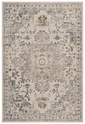 Safavieh Madison Ivory Grey Gold Power-Loomed Area Rug — Low-Profile Bohemian Medallion, Durable Turkish Craftsmanship 6'-0" x 9'-0" MAD473H-6