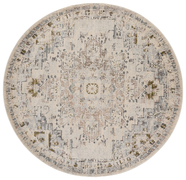 Safavieh Madison Ivory Grey Gold Power-Loomed Area Rug — Low-Profile Bohemian Medallion, Durable Turkish Craftsmanship 6'-0" x 9'-0" MAD473H-6