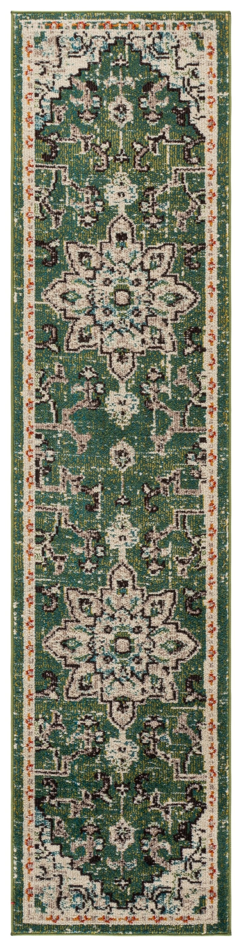 Safavieh Madison Sage And Blue Bohemian Area Rug — Low Profile Power-Loomed Turkish Design For Small Spaces 4'-0" x 6'-0" MAD473W-4