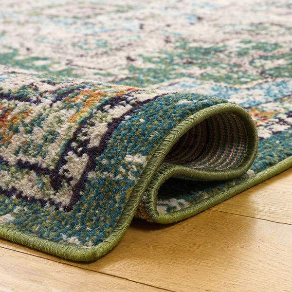 Safavieh Madison Sage And Blue Bohemian Rug — Power‑Loomed Turkish Construction, Low Pile Durable Comfort 8'-0" x 10'-0" MAD473W-8