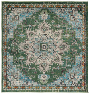 Safavieh Madison Round Sage & Blue Area Rug — Low-Profile Power-Loomed Bohemian Texture, Durable Turkish Craftsmanship 6'-7" x 6'-7" MAD473W-7R