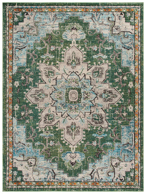 Safavieh Madison Round Sage & Blue Area Rug — Low-Profile Power-Loomed Bohemian Texture, Durable Turkish Craftsmanship 6'-7" x 6'-7" MAD473W-7R