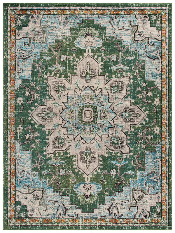 Safavieh Madison Round Sage & Blue Area Rug — Low-Profile Power-Loomed Bohemian Texture, Durable Turkish Craftsmanship 6'-7" x 6'-7" MAD473W-7R