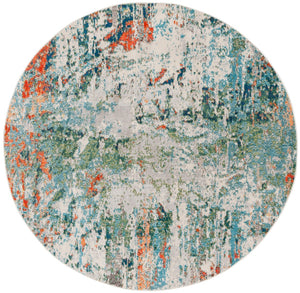 Safavieh Madison 478 Power Loomed Modern Rug Green / Rust 6'-7" x 6'-7" Round