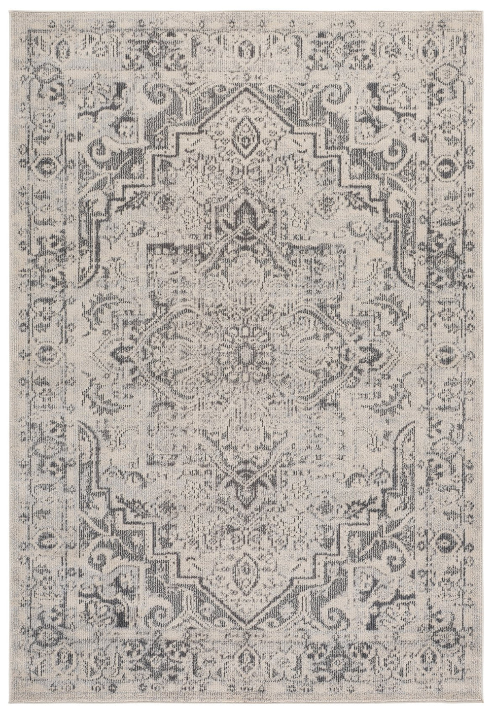 Safavieh Madison Bohemian Square Rug Ivory & Grey — Low-Pile Turkish Power-Loomed Comfort For Living Areas 6'-7" x 6'-7" MAD498F-7SQ