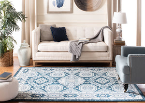 Safavieh Madison Traditional Area Rug – Timeless Elegance In Ornate Medallion Design, Crafted For Durability Navy ,Grey 100% Polypropylene Mad501n-3