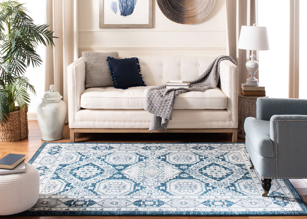 Safavieh Madison Traditional Area Rug – Timeless Elegance In Ornate Medallion Design, Crafted For Durability Navy ,Grey 100% Polypropylene Mad501n-3