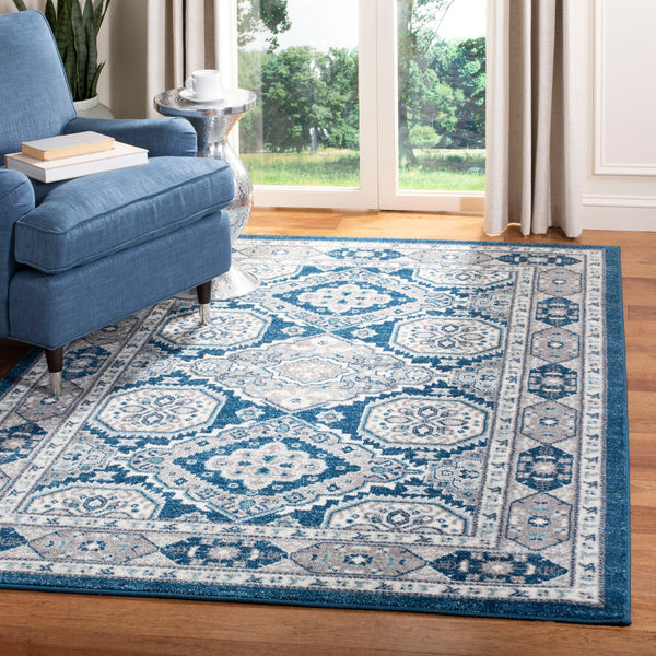 Safavieh Madison Traditional Area Rug – Timeless Elegance In Ornate Medallion Design, Crafted For Durability Navy ,Grey 100% Polypropylene Mad501n-3