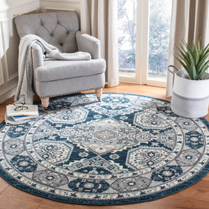 Safavieh Madison Traditional Area Rug – Timeless Elegance In Ornate Medallion Design, Crafted For Durability Navy ,Grey 100% Polypropylene Mad501n-3