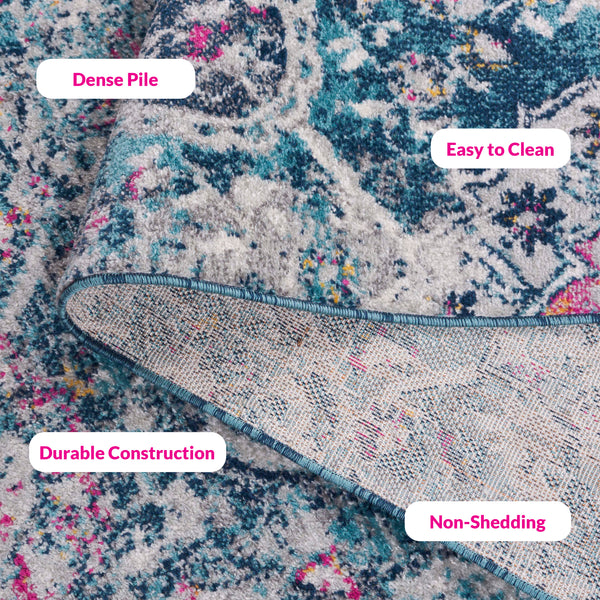 Safavieh Madison Area Rug - Elegant Transitional Design With Artistic Motifs For A Stylish Home Ambiance Blue ,Grey Polypropylene Mad600m-5r