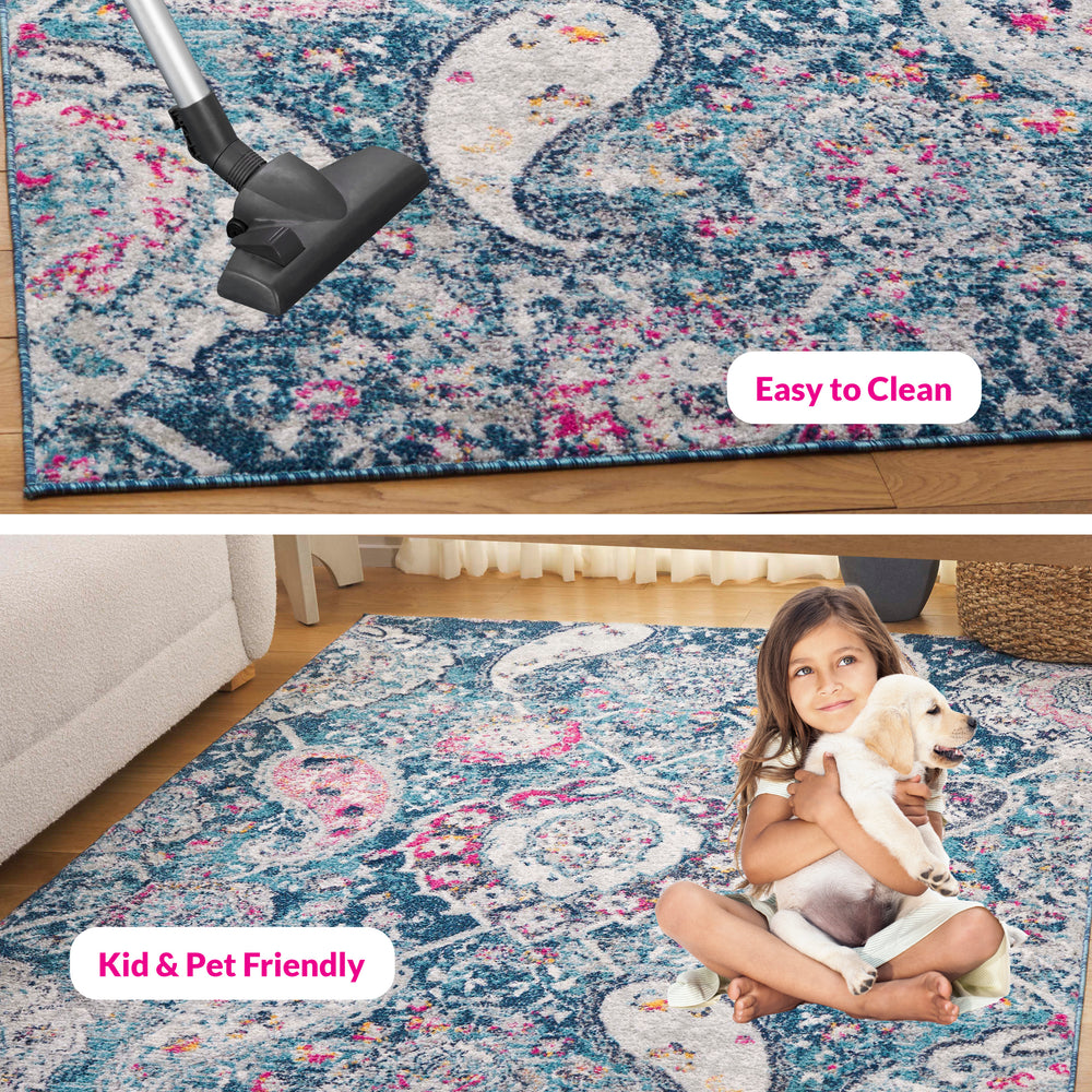 Safavieh Madison Area Rug - Elegant Transitional Design With Artistic Motifs For A Stylish Home Ambiance Blue ,Grey Polypropylene Mad600m-5r