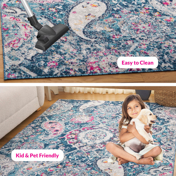 Safavieh Madison Area Rug - Elegant Transitional Design With Artistic Motifs For A Stylish Home Ambiance Blue ,Grey Polypropylene Mad600m-5r