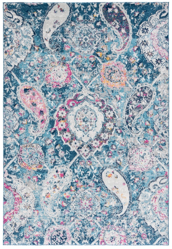 Safavieh Madison Area Rug - Elegant Transitional Design With Artistic Motifs For A Stylish Home Ambiance Blue ,Grey Polypropylene Mad600m-5r