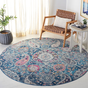 Safavieh Madison Area Rug - Elegant Transitional Design With Artistic Motifs For A Stylish Home Ambiance Blue ,Grey Polypropylene Mad600m-5r