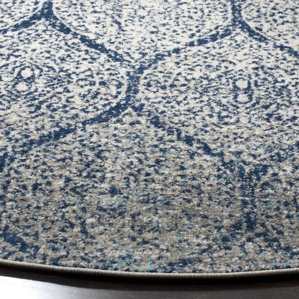 Safavieh Madison Ivory Silver Polypropylene Area Rug Turkish Woven Accent for Transitional Spaces Navy Round MAD604G-3R
