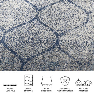 Safavieh Madison Ivory Silver Polypropylene Area Rug Turkish Woven Accent for Transitional Spaces Navy Square MAD604G-3SQ