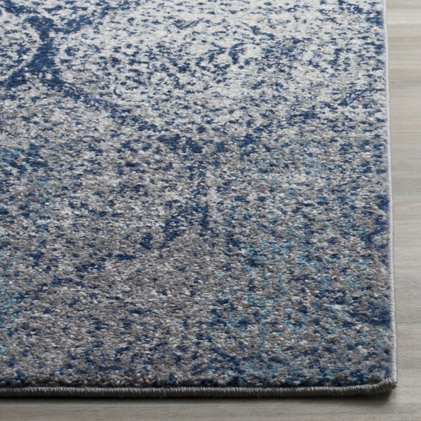 Safavieh Madison Ivory Silver Polypropylene Area Rug Turkish Woven Accent for Transitional Spaces Navy Square MAD604G-3SQ