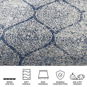 Safavieh Madison Ivory Silver Polypropylene Area Rug Turkish Woven Accent for Transitional Spaces Navy Square MAD604G-3SQ