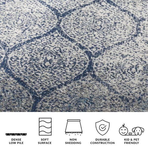 Safavieh Madison Ivory Silver Polypropylene Area Rug Turkish Woven Accent for Transitional Spaces Navy Square MAD604G-3SQ