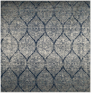 Safavieh Madison Ivory Silver Polypropylene Area Rug Turkish Woven Accent for Transitional Spaces Navy Square MAD604G-3SQ