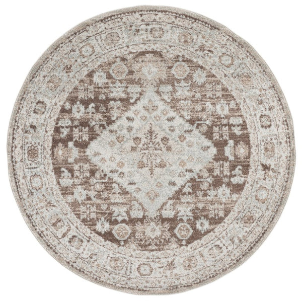 Safavieh Madison Solid Light Brown Polypropylene Runner Rug for Hallways and Corridors 6'-7" x 6'-7" Round MAD670T-7R