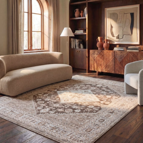 Safavieh Madison Solid Light Brown Polypropylene Runner Rug for Hallways and Corridors 9'-0" x 12'-0" MAD670T-9