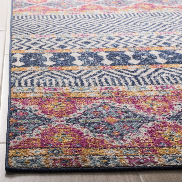 Safavieh Madison Bohemian Square Area Rug Navy Ivory Polypropylene Woven Entryway Accent MAD797N-3SQ